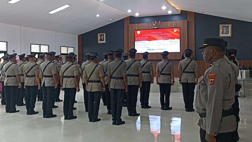 Sertijab Perwira Polres Mimika, Polda Papua Tengah, Senin (16/6/2025). Foto: Eka/ Papua60detik
