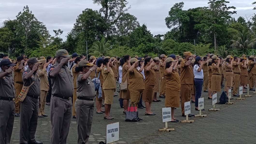 Apel pegawai di Pusat Pemerintahan Kabupaten Mimika, foto; Martha/ Papua60detik