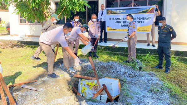 Barantin memusnahkan komoditas tanpa dokumen persyaratan, foto; Barantin Papua Tengah