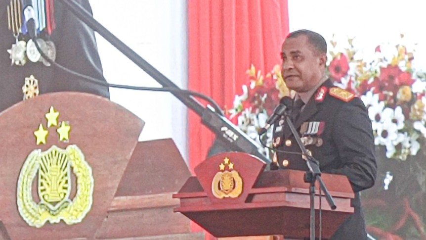 Kapolda Papua Tengah Brigjen Pol Alfred Papare S.I.K saat memberikan sambutannya. Foto : Elias Douw/Papua60detik