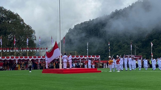 Upacara peringatan HUT ke-80 RI oleh PT Freeport Indonesia di Tembagapura. Foto: Faris/ Papua60detik
