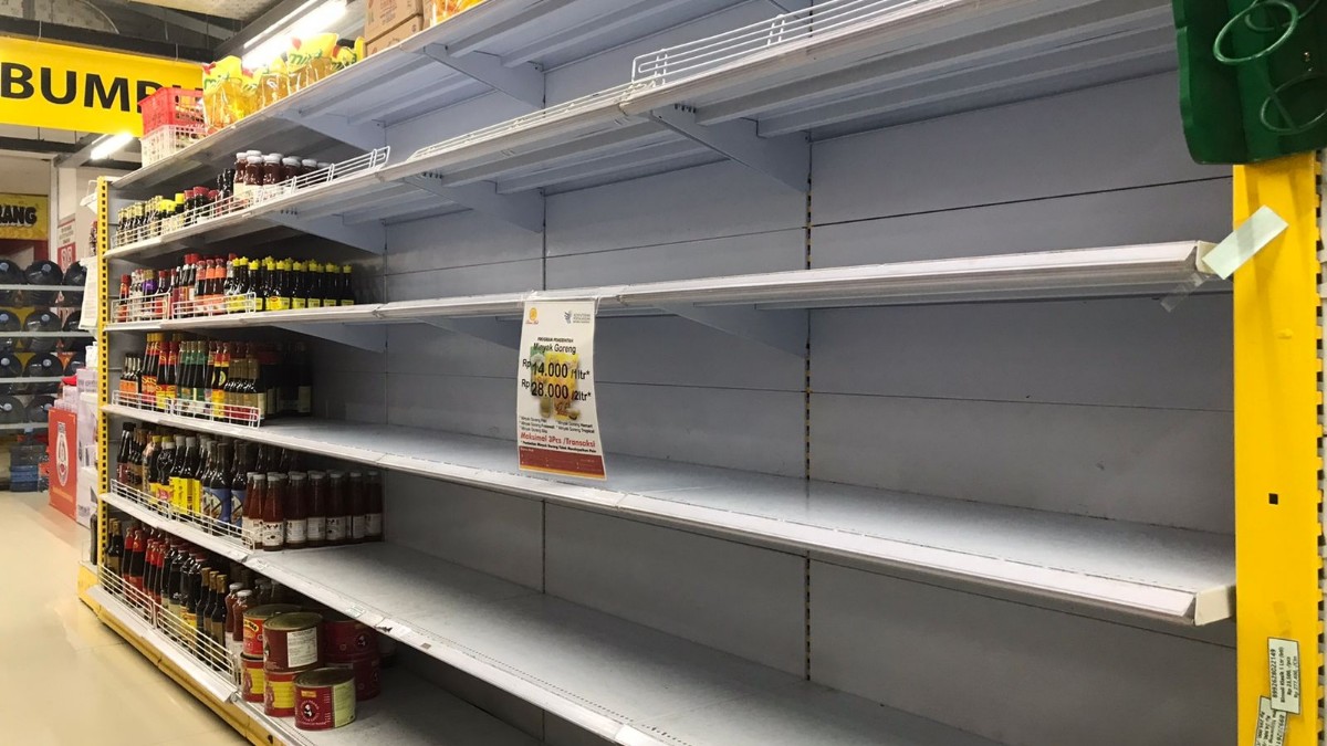 Kekosongan minyak goreng Rp14.000 yang disiapkan Diana Shopping Center, Kamis (27/1/2022). Foto: Anti/Papua60detik