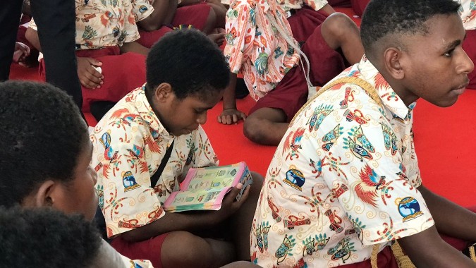 Siswa Sekolah Asrama Taruna Papua. Sekolah ini adalah salah satu yang mulai menerapkan merdeka belajar. Foto: Anti/ Papua60detik