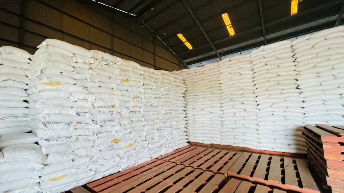 Stok beras di gudang Bulog Merauke. Foto; Ami/ Papua60detik